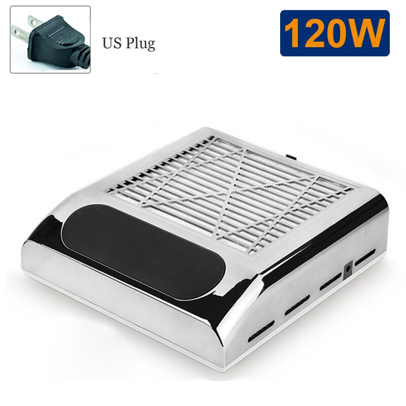 120W odkurzacz robić paznokci wentylator robić manicure pedicure pochłaniacz kurzu z wymiennym filtrem robić usuwania kurzu robić salonu: srebro-US
