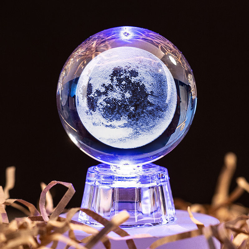 Lámpara de cristal brillante, luz nocturna de galaxia planetaria, bola de cristal, luz de mesita de noche, decoración del hogar, de Navidad: Azul oscuro