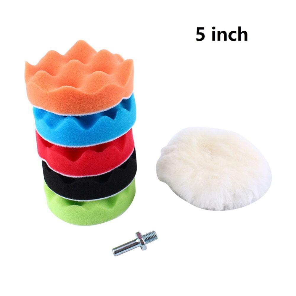 Polishing Drill Adaptor Polisher Sponge Pad Polish Pad Thread Buffing Pad Kit Wool Buffer Set 4 Inch Sponge Polishing Pad Kit: Silver