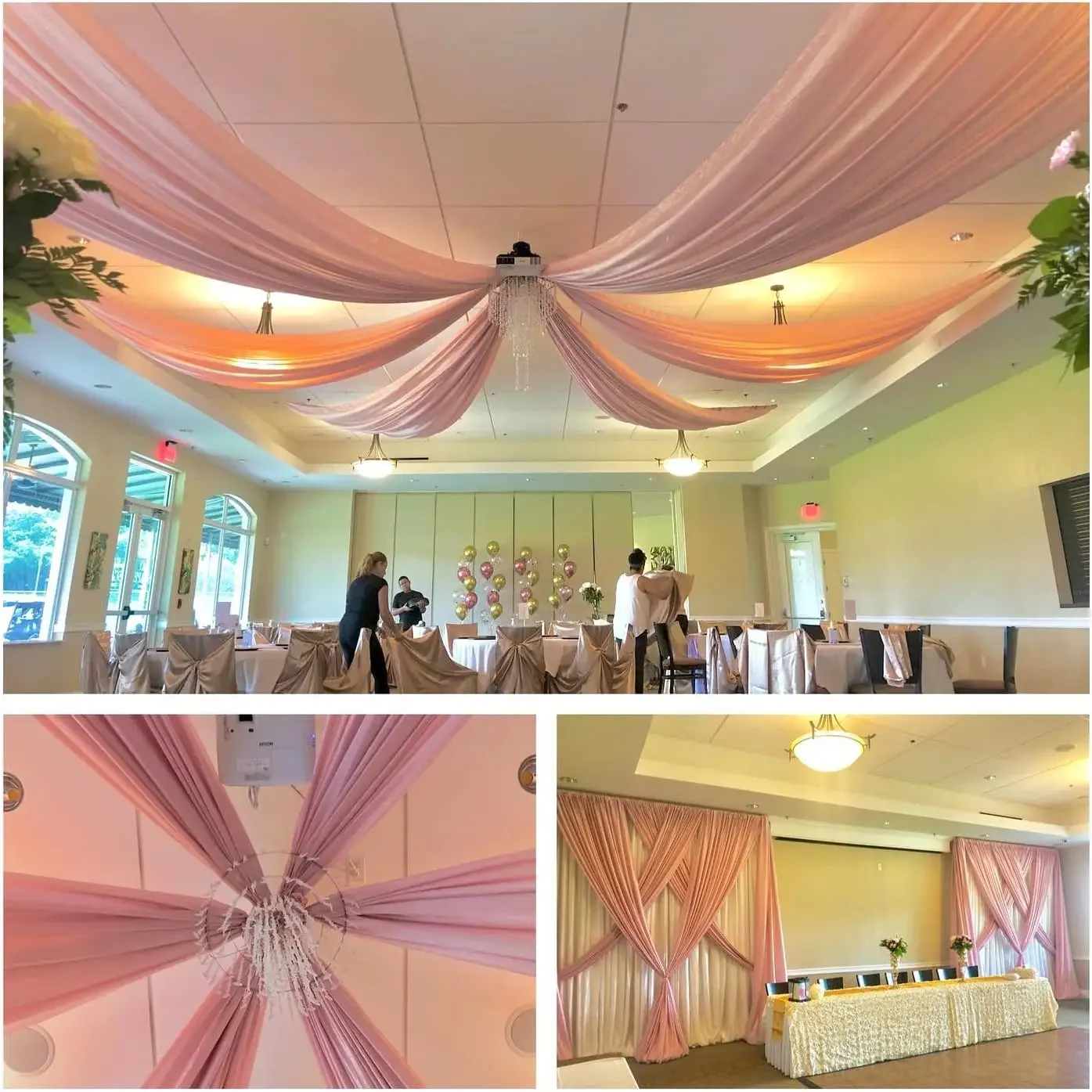 1 pannello 73*600cm tende da soffitto per matrimoni arco per matrimoni tenda in chiffon in tessuto drappeggiato per la cerimonia del partito decorazione di nozze