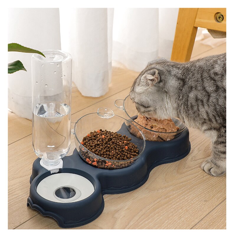 Cat Double Food Bowl Moisture-proof Mouth Three-purpose Automatic Feeder Anti-overturning Pet Dog Bowl Cat bowl Snack Bowl
