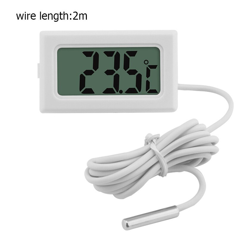 Waterproof LCD Electronic Aquarium Fish Tank Thermometer Digital Water Temperature Meter Measure Tool with Probe Aquatic Supply: White 2m Wire
