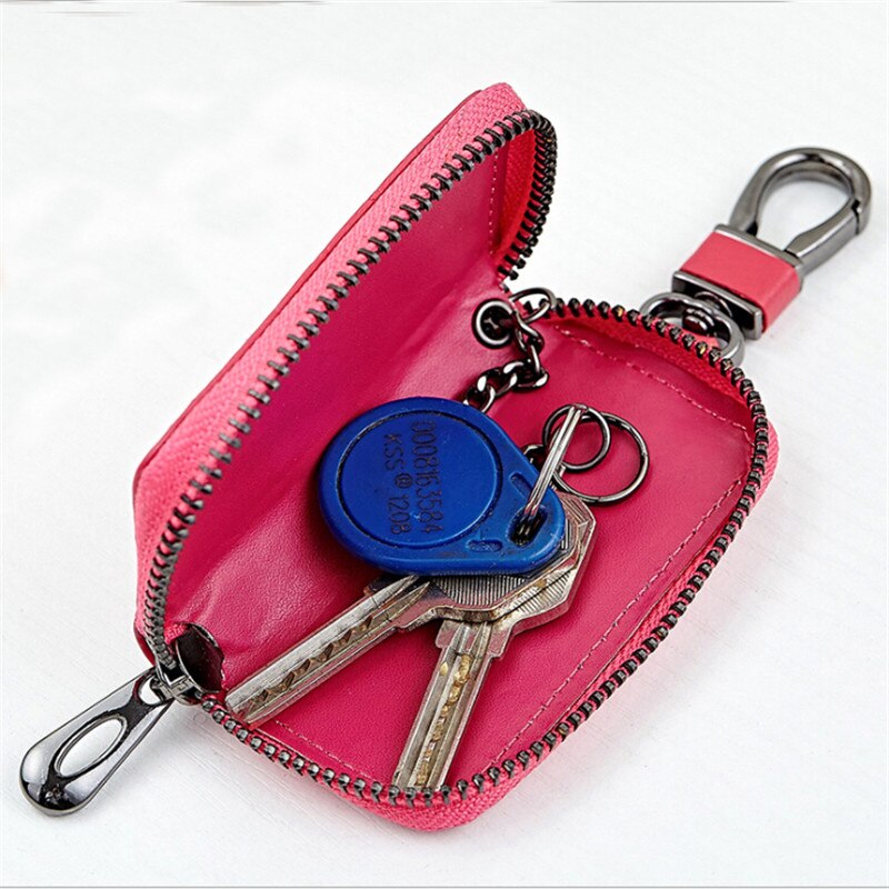 1 PC Coin Pocket Keychain Pouch Purse PU Leather Housekeeper Key Wallet Man Ring Case Holder Smart Organizer Bag