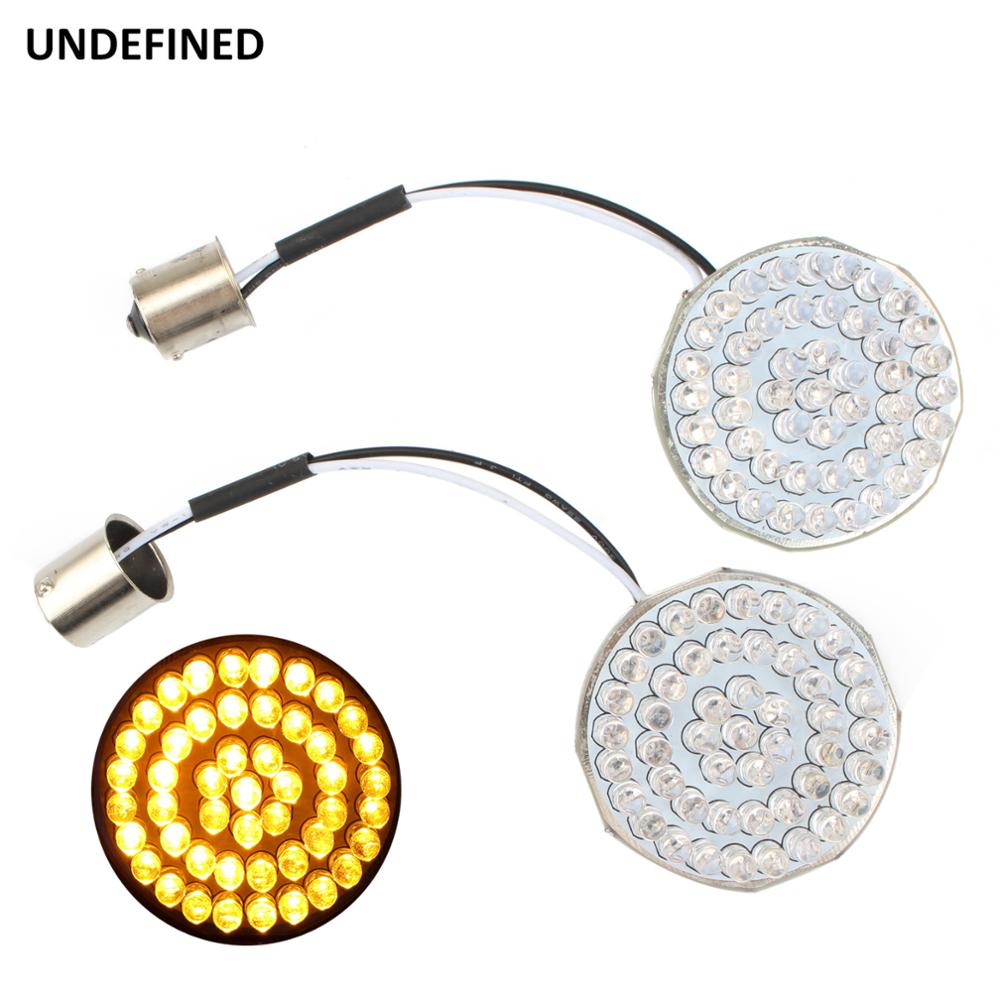 Bullet Style Turn Signal Indicator Lights 1156 LED 2" Inserts Lamp For Harley Touring Road Glide CVO Softail Dyna Sportster XL