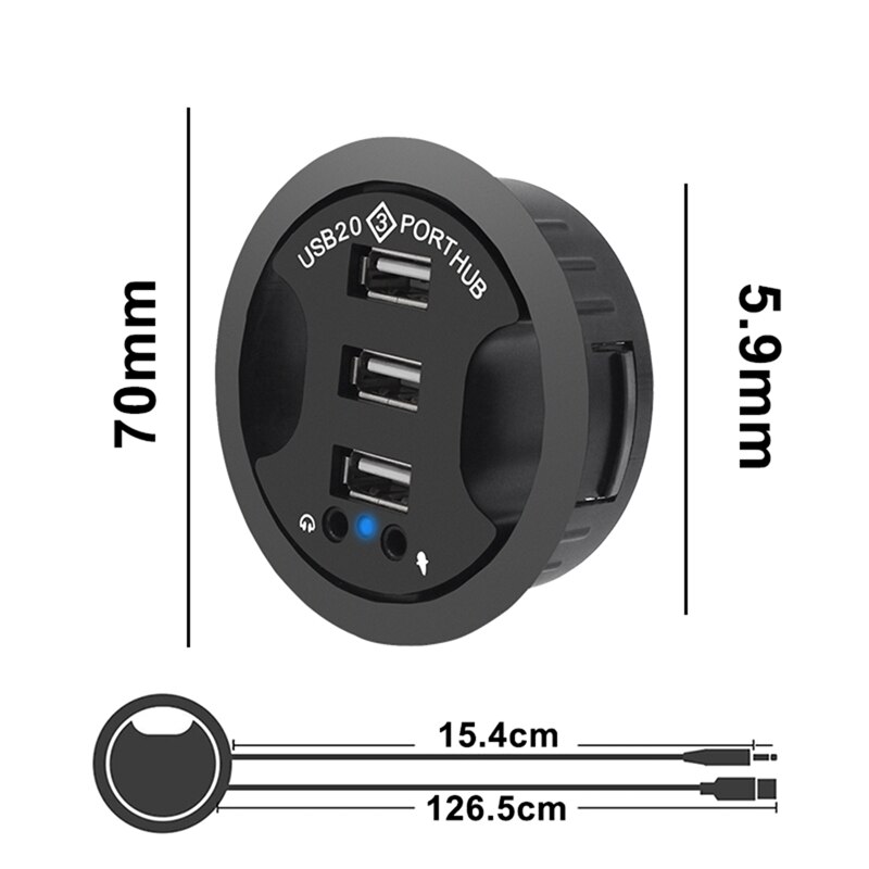 USB Hub USB 2,0 Schreibtisch Tülle USB 2,0 Hub Audio- Schreibtisch montieren Adapter 3 Hafen Montieren in Schreibtisch Multi USB 2,0 Häfen
