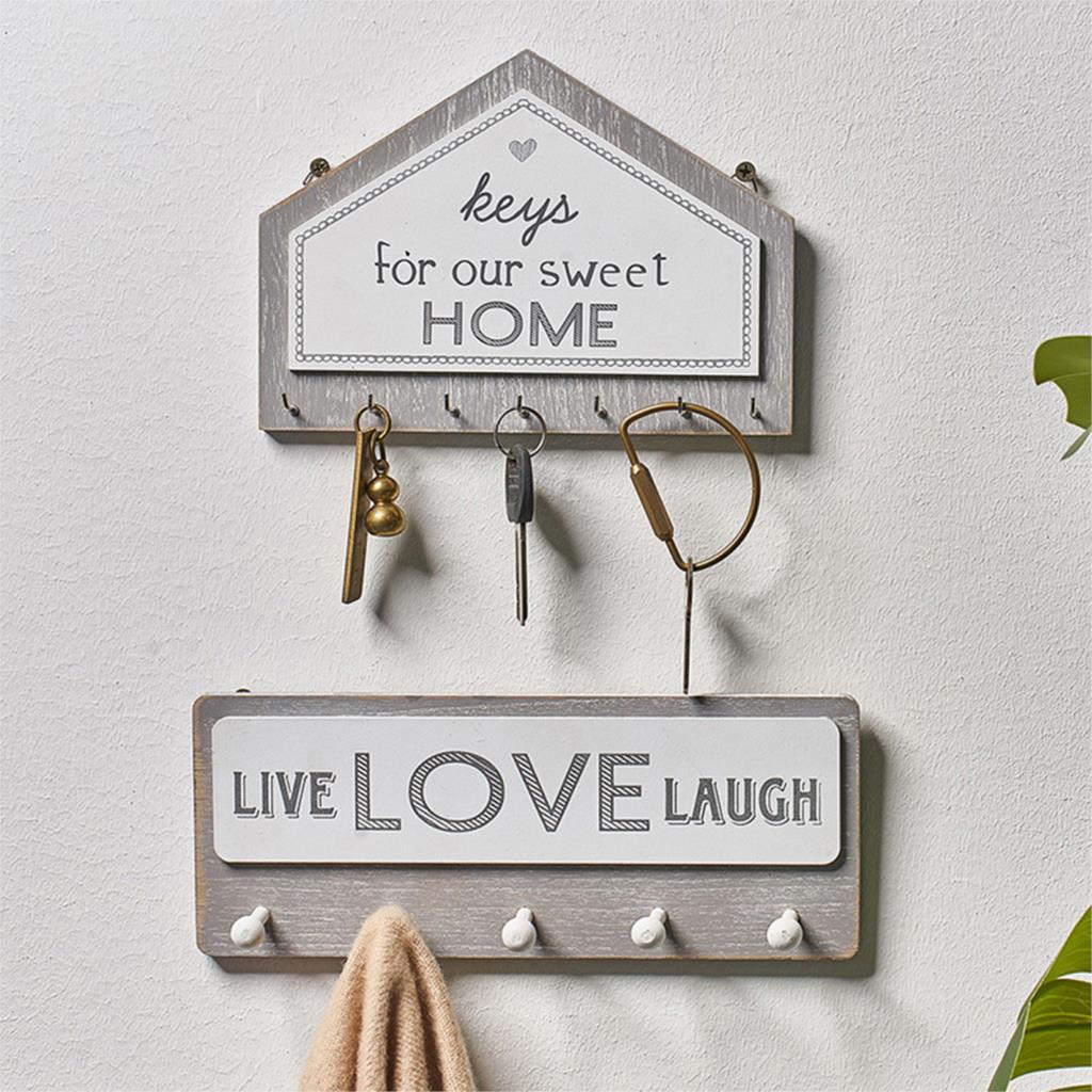 Wall hanger of Key Wooden Decorative Keys Sundries Hook Coat Holder Rectangle House Shape Rack Home hallway Hanging Organizer