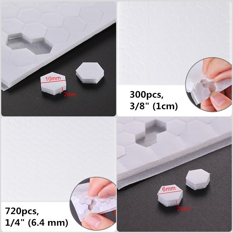 QWELL 6.4mm/10mm Width 3D Double-sided Adhesive Foam Dots Hexagon Adhesives DIY Scrapbooking Shaker Card Craft Project 2mm Thick