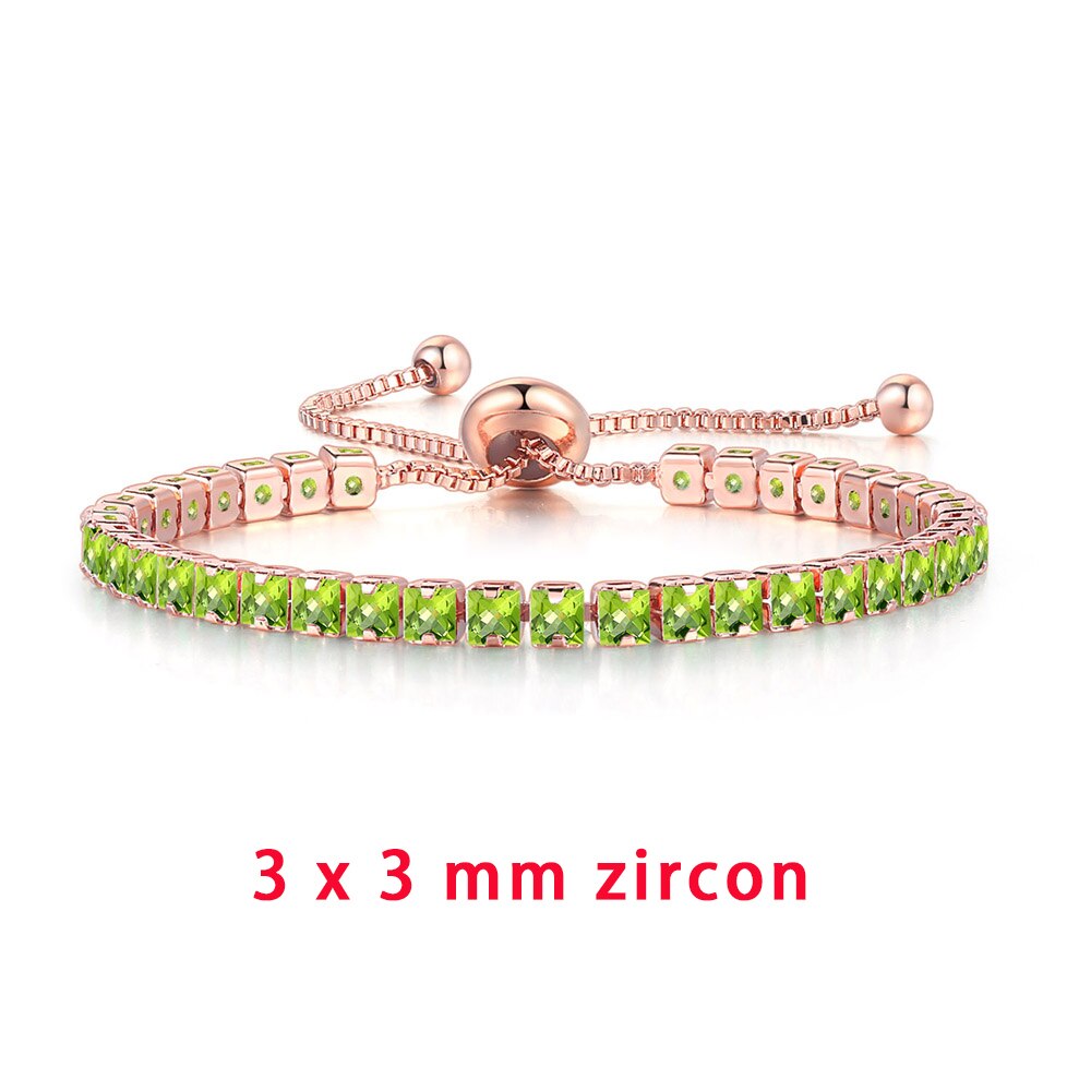 Zhouyang amizade pulseiras para mulher 2.5*2.5mm zircão quadrado rosa cor de ouro artesanal pulseira jóias presente por atacado h024: DZH031