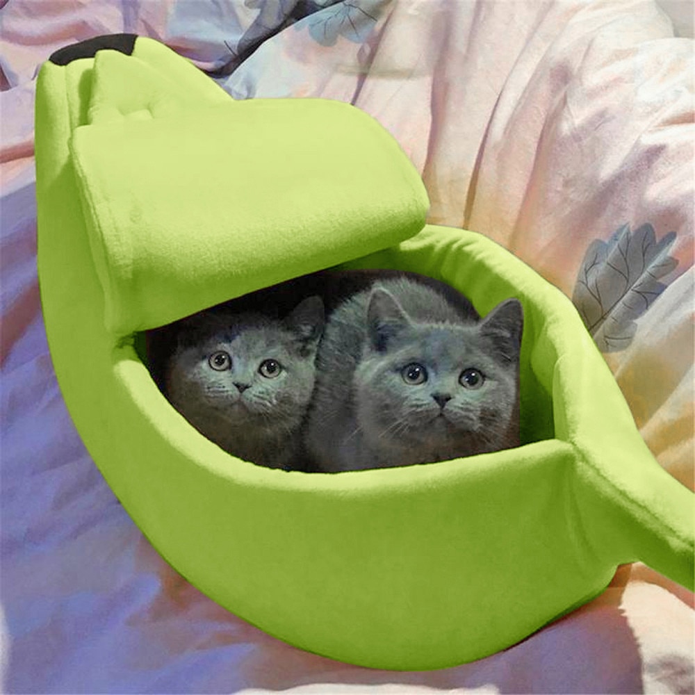 Cama de animais dobrável, cama dobrável para cachorros e gatos de estimação em forma de banana, macia e quente, cama respirável casa *