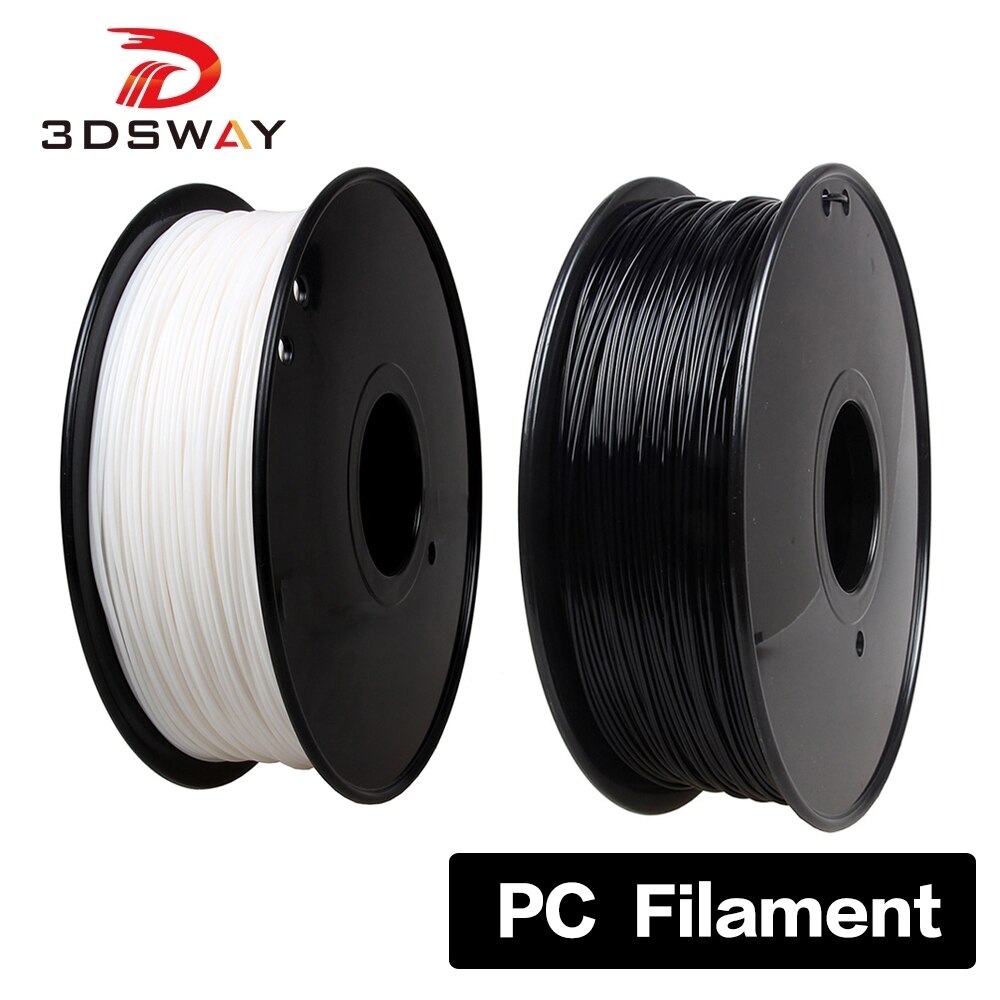 3DSWAY PC 1,75mm Filament 1kg Polycarbonat Zähigkeit Verbrauchs Schwarz Weiß transparent Material für 3D Drucker Multi-farben