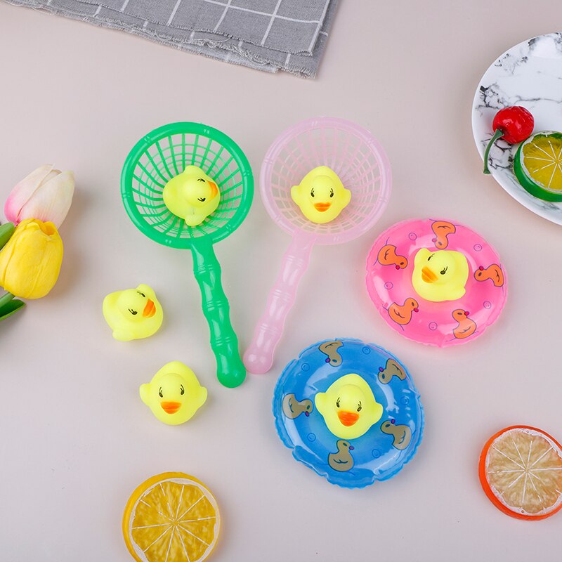 5 Stks/set Mini Baby Kinderen Bad Speelgoed Cute Rubber Duck Visnet Douche Games