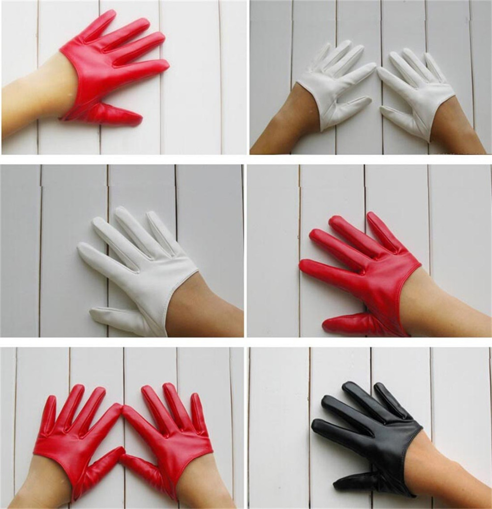 Faux Leather Male Female Five Finger Half Palm Gloves Mittens Cosplay Accessory