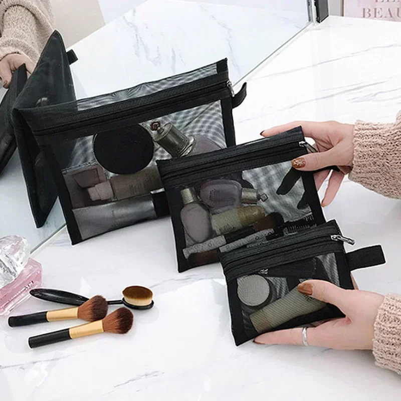 1pc Frauen Reisen Kosmetik Tasche transparent Gittergewebe machen-hoch fallen Organizer Lagerung Beutel lässig Reißverschluss machen-hoch Kulturbeutel Waschen Taschen