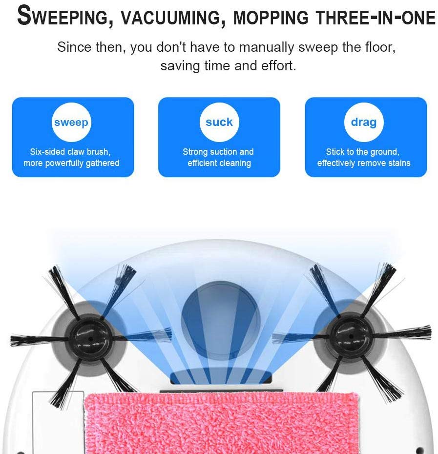 Robot aspirador inteligente 4 en 1, totalmente automático, Barre y friega con carga USB de 3200pa, Limpiador desinfectante UV