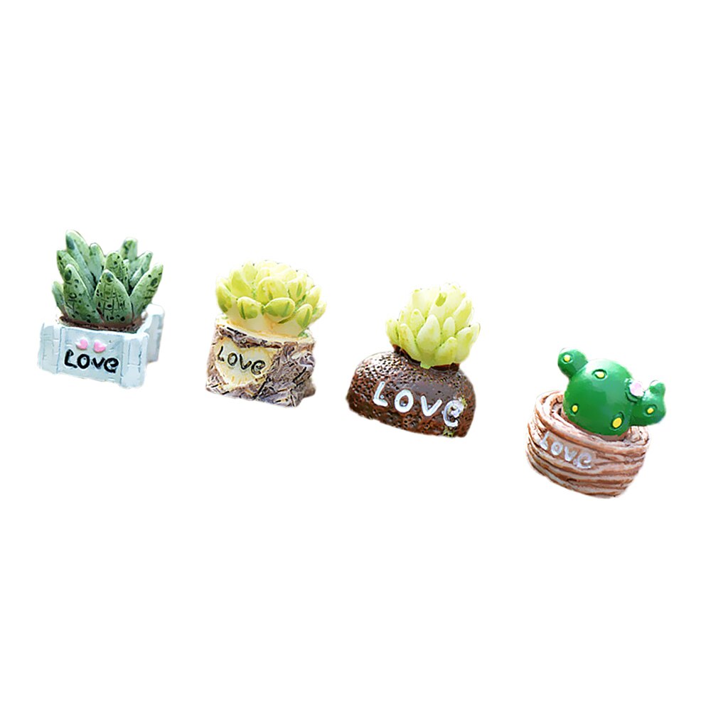 4 pcs Cute Mini Resin LOVE Statue Miniature Fairy Garden Micro Landscape