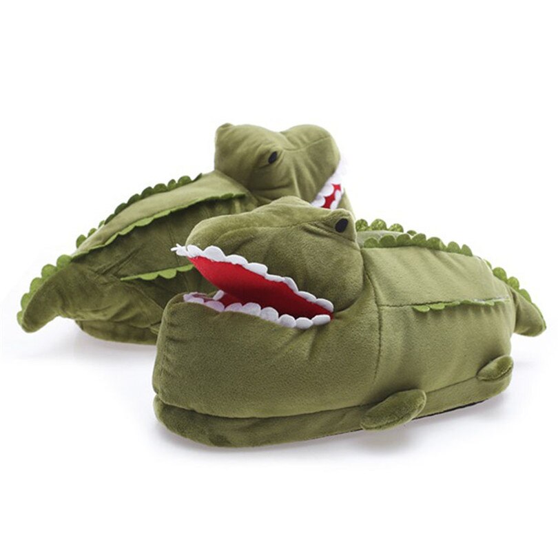 Król LIN Słodki kreskówka krokodyl dla obu płci zimowe kapcie domowe kobiety mężczyźni ciepłe pluszowe buty na piętro w domu antypoślizgowy leniwy bawełniane buty