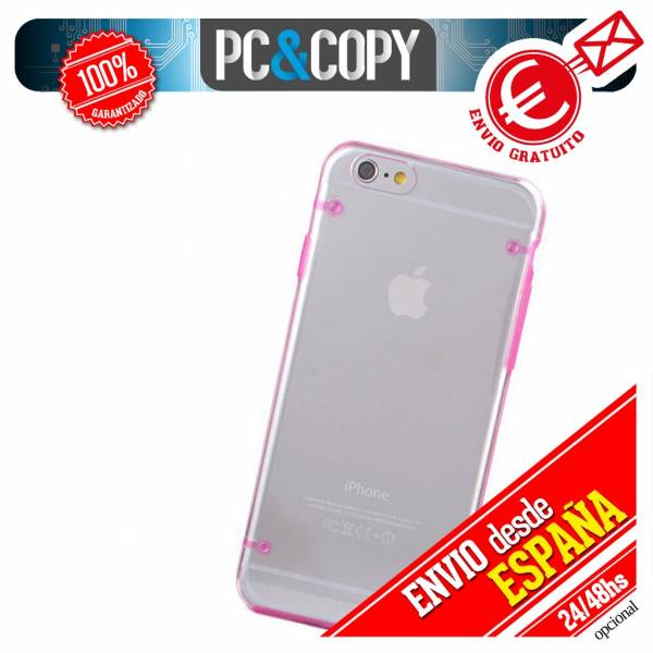 Funda hibrida policarbonato rigida con marco TPU de colores para iphone 6 6S: Rosa