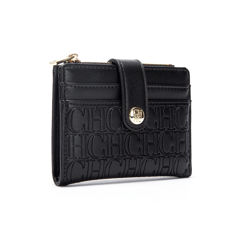 CHCH Classic Retro Herren- und Damen-Universal-Geldbörse mit Buchstabendruck, tragbare Kartentasche, Null-Geldbörse: Black