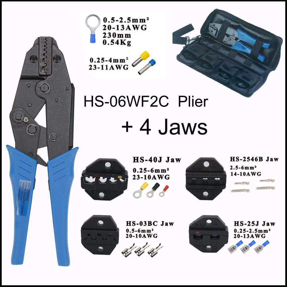 Crimping tool 230mm HS-03B plier+4jaws for insulated terminals/insulated tabs and receptacles/non-insulated tabs and receptacles: Purple
