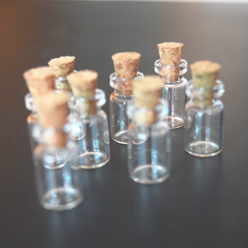50 Stuks 0.5Ml Mini Kleine Tiny Clear Kurk Glazen Flessen Flesjes