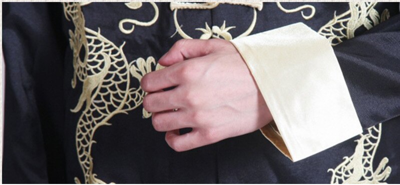 Traditionelle Chinesische Kleidung Für Herren Lange Hülse Seetang-anzug Stickerei Drachen Jacke Spitzen Neue Jahr Shirt oben Kung Fu Kleidung