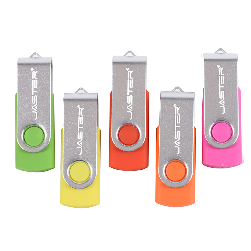 JASTER Rotatable Colorful USB 2.0 Flash Drive 128GB Memory Stick 64GB Silver Clip Pen Drive 32GB U Disk 16GB 8GB