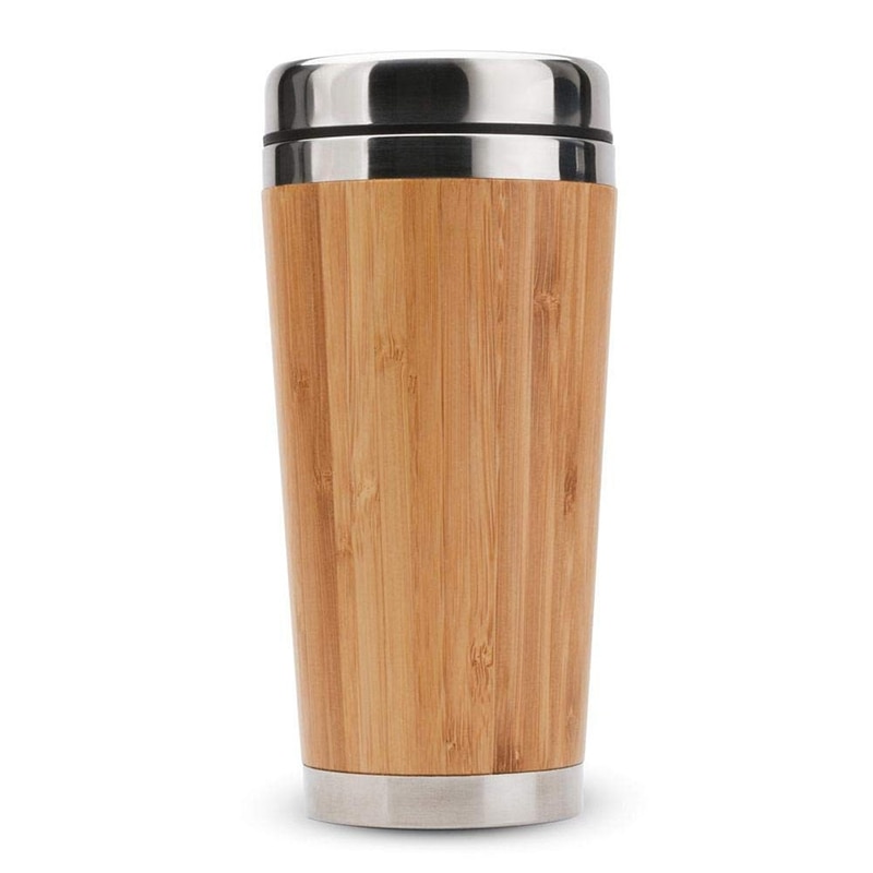 Nhbr-bambus kaffekop rustfrit stål kaffe rejsekrus med lækagesikker dæksel isoleret kaffe ledsagende kop genanvendelig kop: Default Title