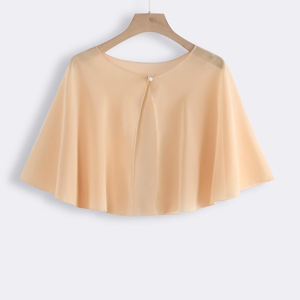 Bridal Wedding Bolero Women Chiffon Bridal Shawl Bridesmaid Shrug Party Evening Dress Capes Ivory Black Pink Purple Top Cover