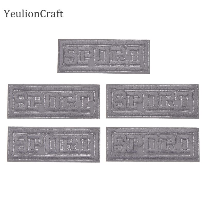 Chzimade-Parche de bordado reflectante de triángulo rectangular, parches bordados de aplique adhesivos, insignias, materiales de costura Diy, 5 uds.
