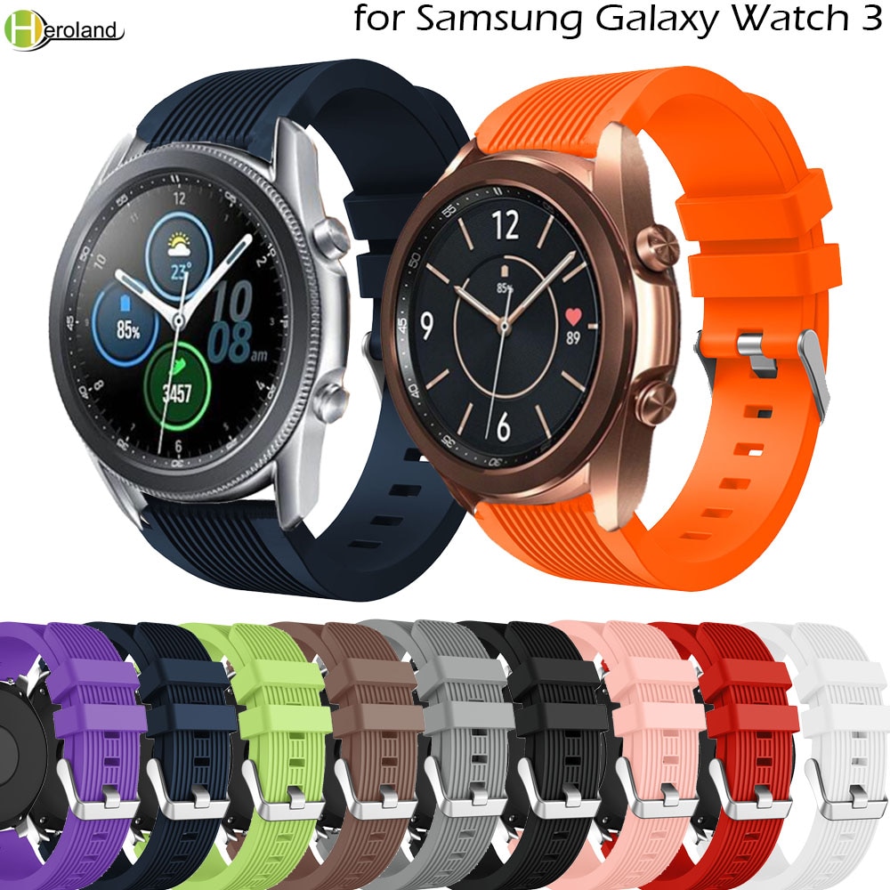 Sport 20mm / 22mm siliconen band voor samsung galaxy watch 3 45mm 41mm smartwatch band armband accessoires polsband