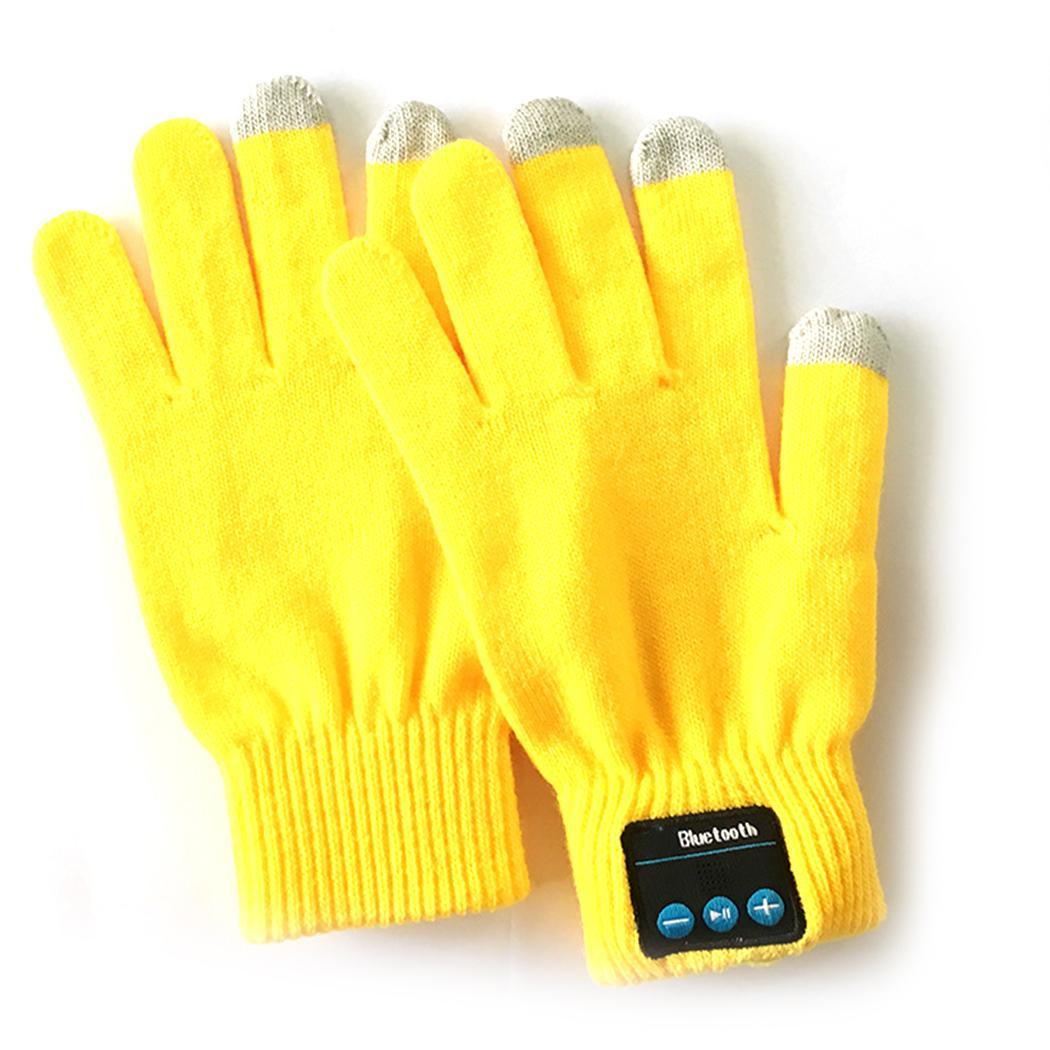 Bluetooth Gloves V4.2 - Unisex Knit Touchscreen Gloves for Music & Calls - 75g: Yellow