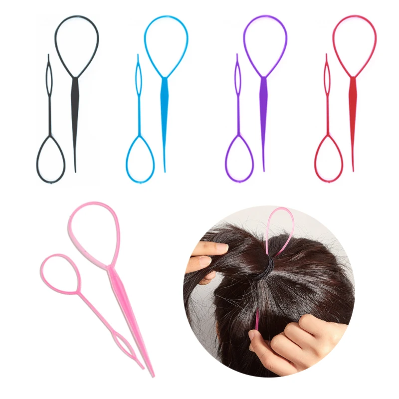 Populaire 1 ensemble queue de cheval créateur boucle en plastique outils de coiffure poney Topsy queue pince cheveux tresse fabricant outil de coiffure pour femmes fille