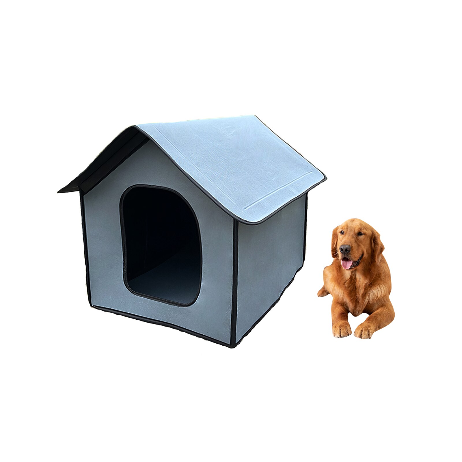 Pet House Waterproof Rainproof Warm Comfortable Portable Foldable Semi-Enclosed Outdoor Sleeping For Pet Supplies: grey Medium