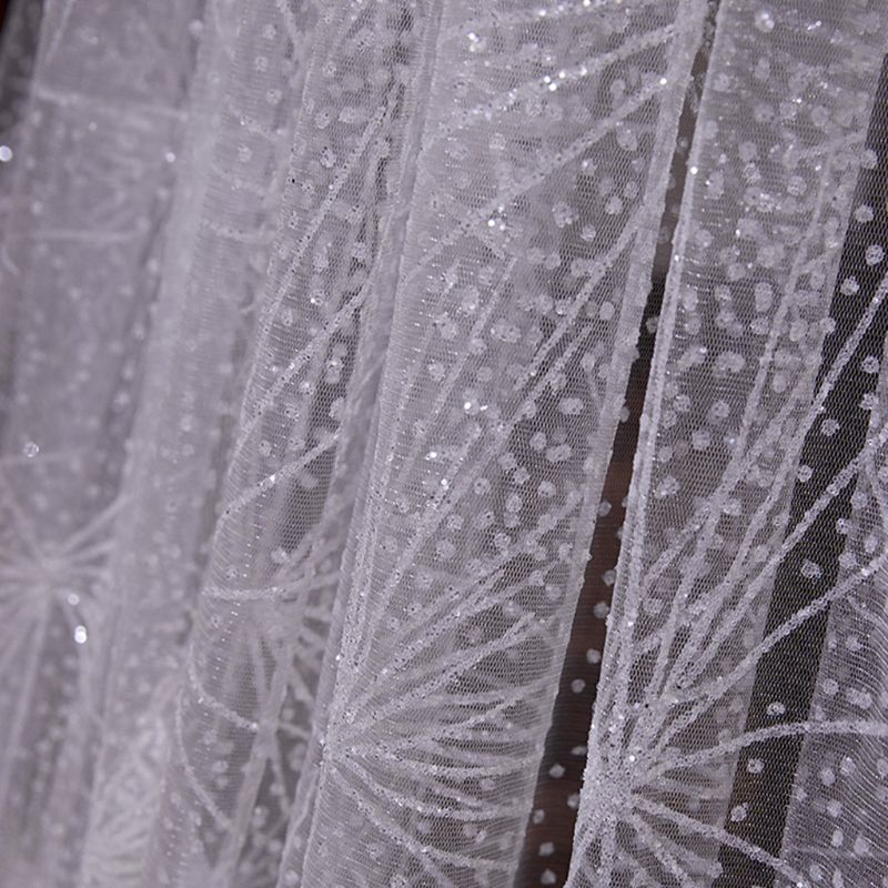 Eenlaagse witte lange bruidssluier voor dames met schelpenspray, glitter en strass-steentjes, luxe bruidssluier met sterrenhemel