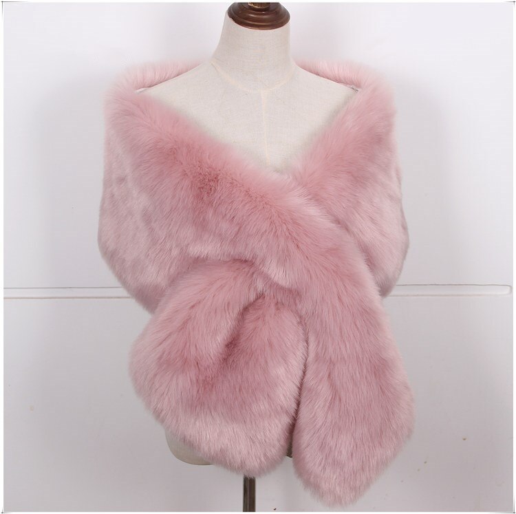JaneVini Winter Braut Kap Hochzeit Mantel Faux Pelz Stola Weiß Rot Braut Capes Wraps Frauen Formale Kleid Schals Boleros Stolen: Dusty Pink