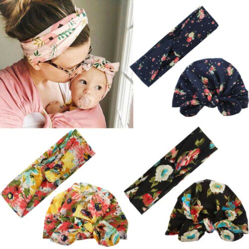 Focusnorm 2 stücke Frauen Kinder Baby Mädchen Elastische Bogen Verknotet Turban Haarband Stirnband Headwear