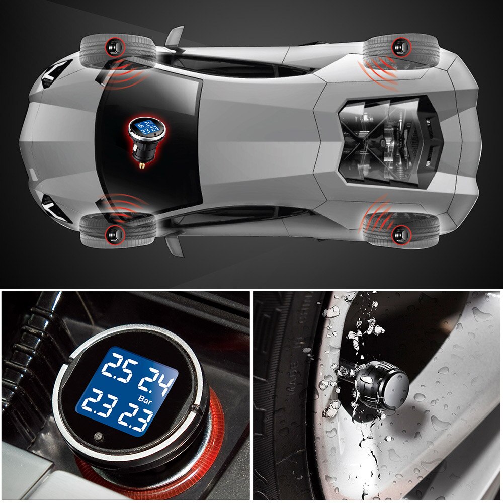 Steelmate Ebat 4-Sensor Draadloze Tpms Lcd Bandenspanning Monitor System