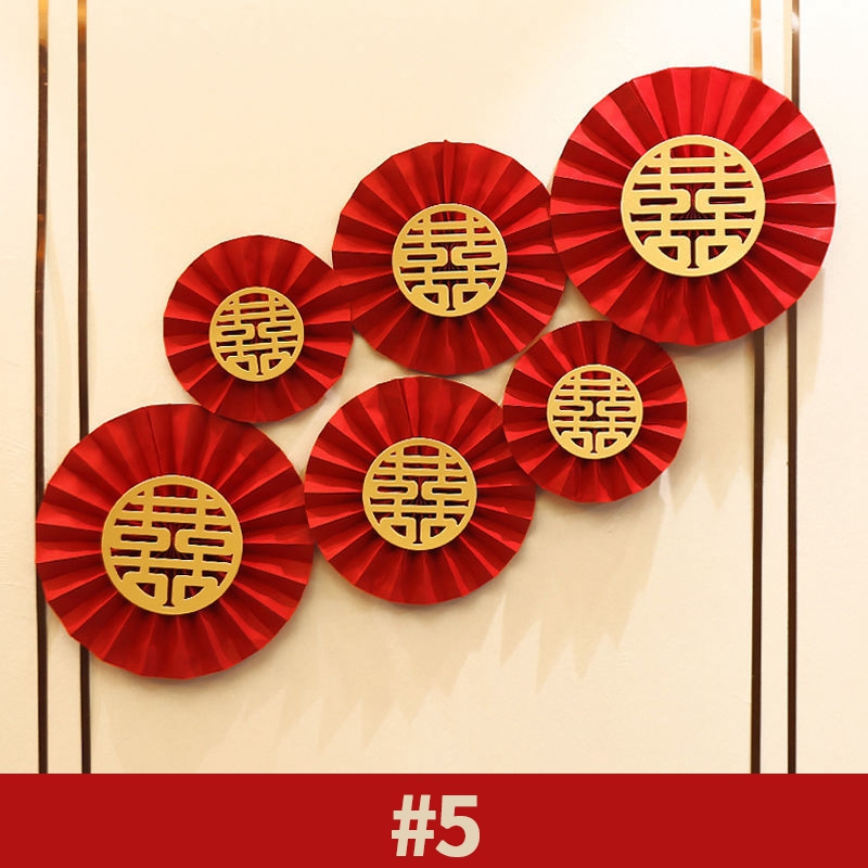 Decoración de boda china Fondo de matrimonio chino abanico de papel colgante adorno de pared abanico de papel rojo decoración de la habitación: Gris claro