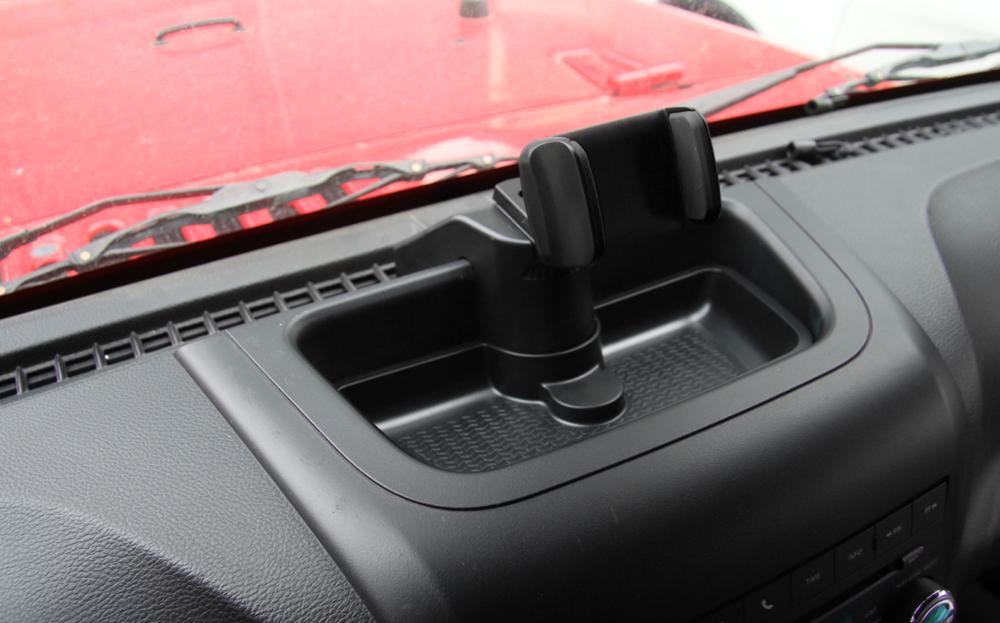 for Jeep Wrangler JK JKU Phone Holder Stand GPS Mount Bracket Storage Box Tray Organizer ABS Black Car Accessories