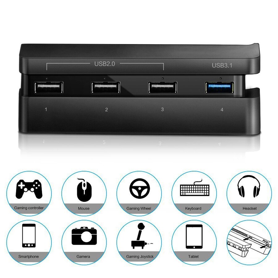PS4 Delgado 4 en 1 Adaptador divisor de Hub USB para Sony PlayStation 4 Slim Play Station PS 4 consola de juegos accesorios
