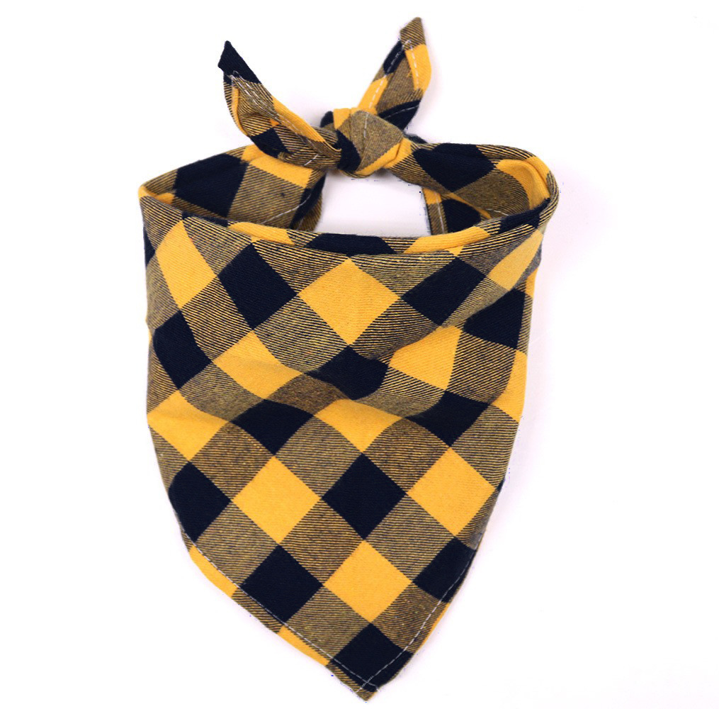 Pañuelos para perros, bufanda grande para mascotas, Bandana para perros, algodón a cuadros, lavable, pajarita, Collar, bufanda Triangular para cachorros y gatos, babero, accesorios para perros: L / YELLOW