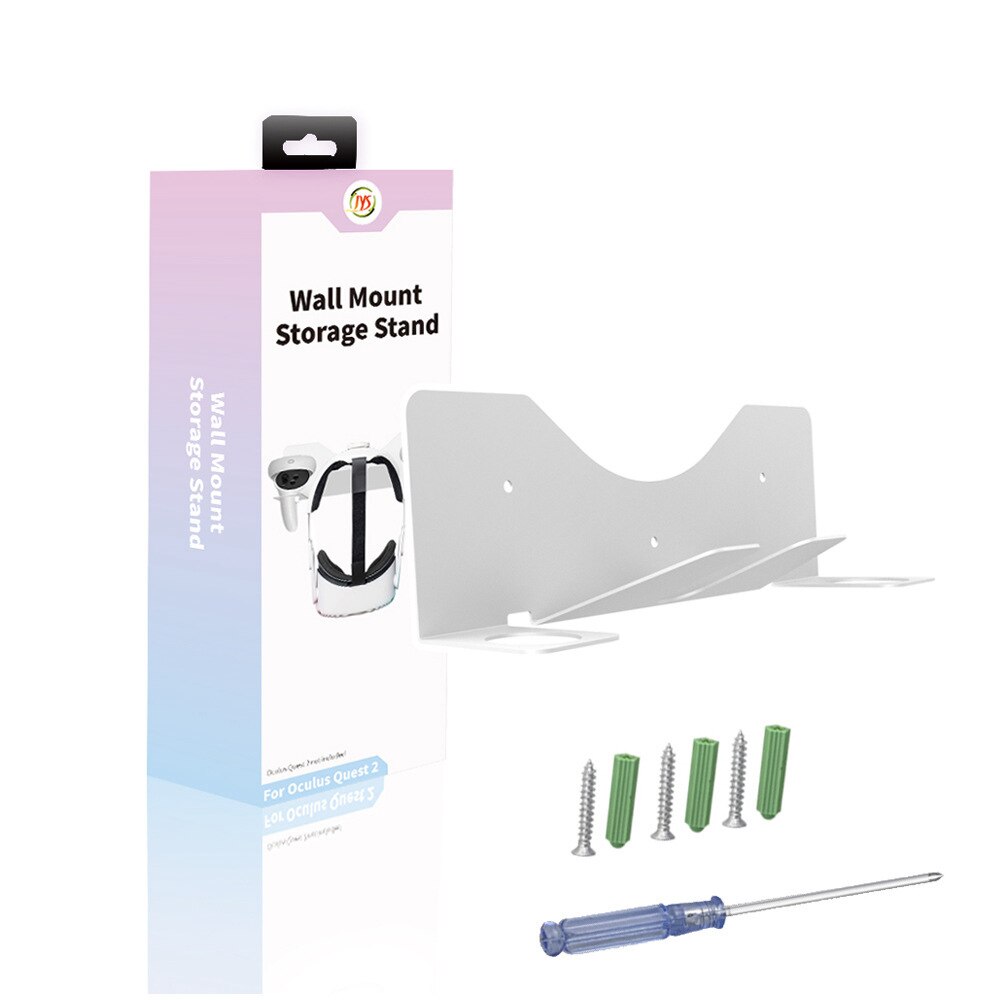 Wandhalterung aus metall mit haken für oculus quest 2 zubehör, vr-headset, controller, brille für quest rift-s, hp reverb  g2 und htc vive: Weiß