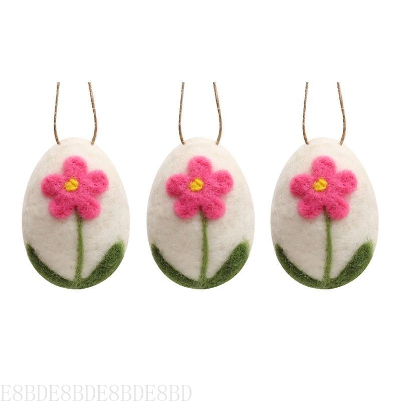 E8BD 3 stuks vilten eieren voor eastersmandvullers en decoraties hangend ornament: Licht Groen