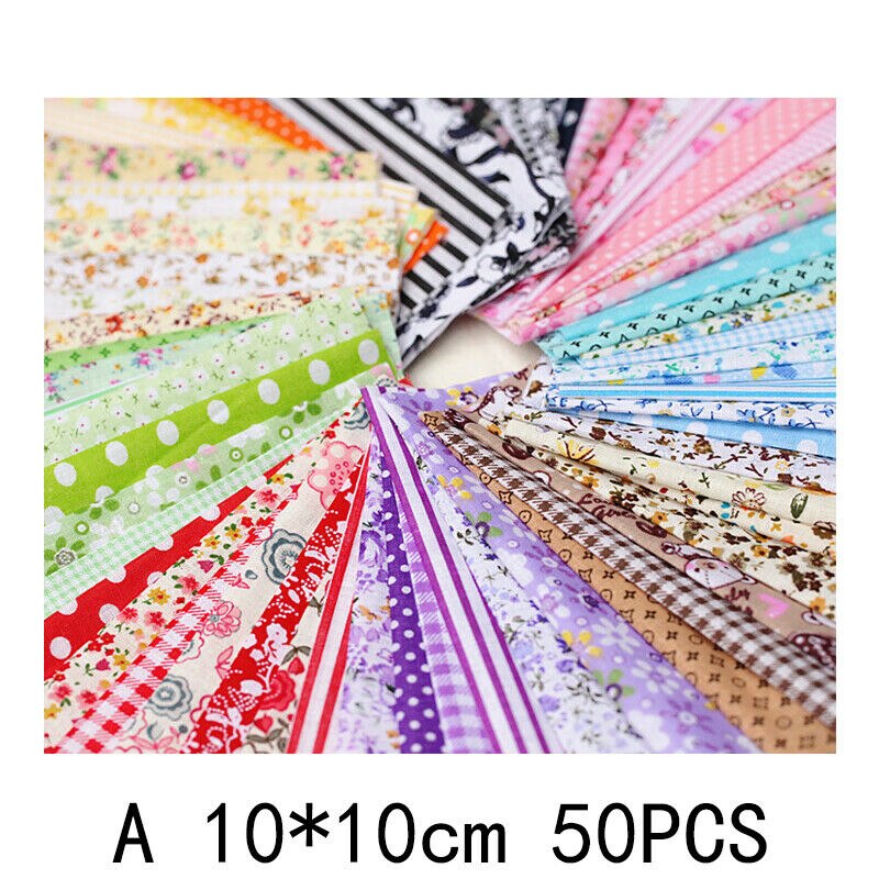 50 Stks/set 10*10Cm Vierkante Bloemenprint 100% Katoen Stof Patchwork Doek Craft Naaien Kleding Handgemaakte Materiaal Diy accessoires: a