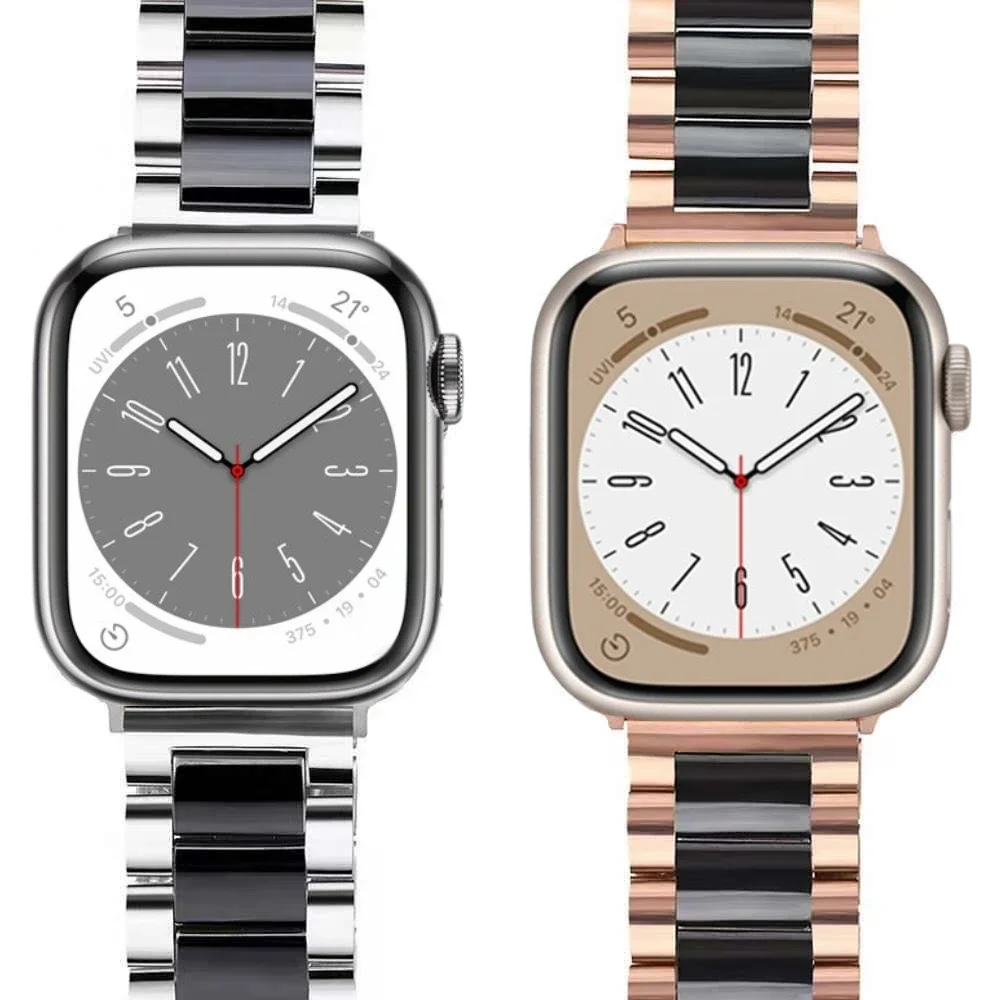 Metal+Ceramic Strap For Apple Watch Ultra/2 49mm 10 9 8 7 Stainless Steel Bracelet band iWatch 6 5 4 SE 46mm 44mm 45mm 41mm 42mm
