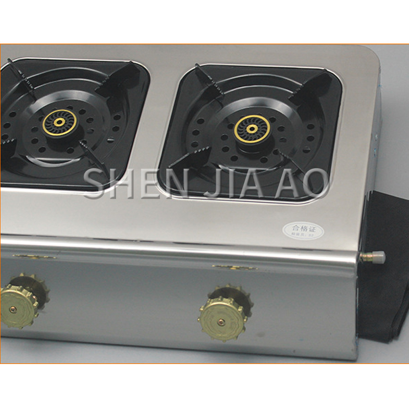 kitchen gas cooktops three-hole gas burner liquefied gas high-pressure stainless steel panel Large fire gas stove 4KW commercial