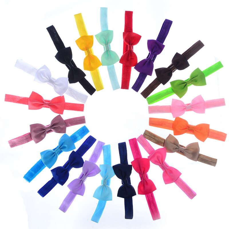10pcs/lot kids Small Bow Tie Headband DIY Grosgrain Ribbon Bow Elastic Hair Bands Hair Accessories