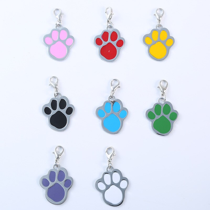 Hundemærker pet id navn hundehalsbånd tag vedhæng pote knogle glitter vedhæng kæledyr tilbehør