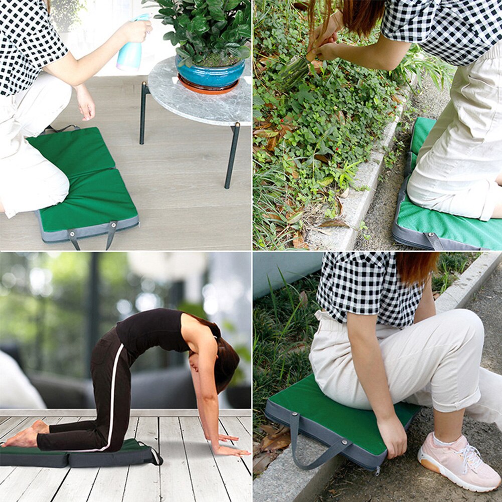 Yogamåtte foldbar bærbar ekstra tyk ukrudt aftagelig have knælende pad med håndtag hukommelse skum hassock udendørs knæ