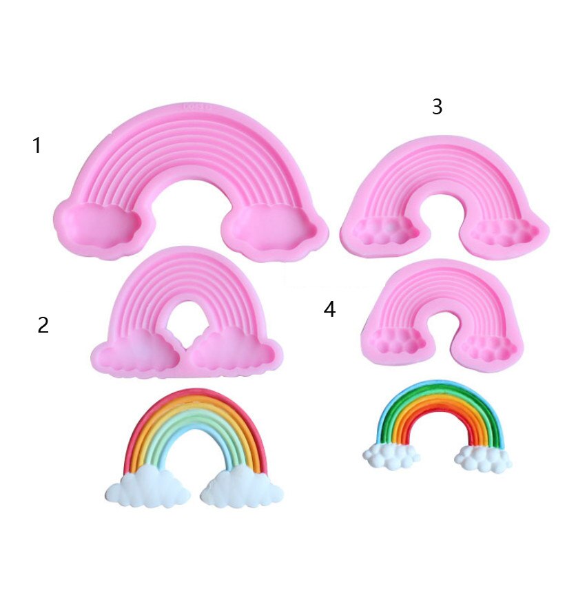 3D Regenboog Silicone Mold Baby Birthday Party Cake Decorating Gereedschap Fondant Mal Chocolade Snoep Gumpaste Mallen Bakken Mallen